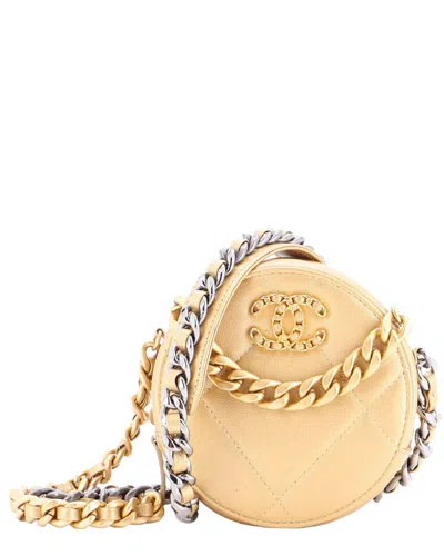 Chanel Gold Quilted Calfskin 19 Round Chain Clutch (authentic Pre-loved)