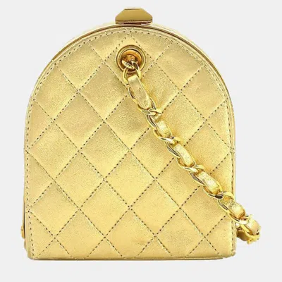 Pre-owned Chanel Gold Quilted Leather Mini Vintage Frame Clutch Bag