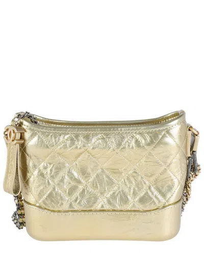 Pre-owned Chanel Gold Quilted Leather Small Gabrielle Hobo (authentic Pre-loved)