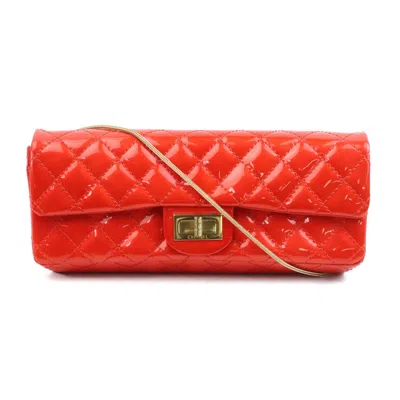 Pre-owned Chanel Gold Red Color Patent Leather Shoulder Bag ()