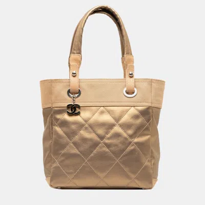 Pre-owned Chanel Gold Small Paris-biarritz Tote