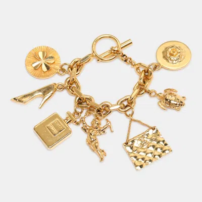 Pre-owned Chanel Gold Tone Hardware 7 Iconic Charm Bracelet