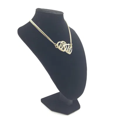 Pre-owned Chanel Gold Tone Heart Choker Necklace With Women's Logo ()