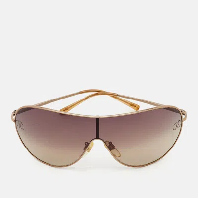 Pre-owned Chanel Gold Tone/brown Gradient 4122-b Cc Shield Sunglasses