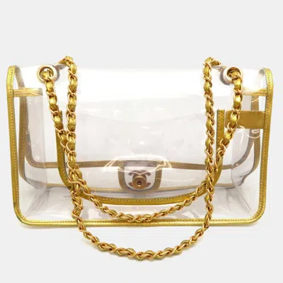 Pre-owned Chanel Gold Vinyl Chain Shoulder Bag