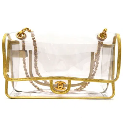 Pre-owned Chanel Gold Vinyl Leather Shoulder Bag ()