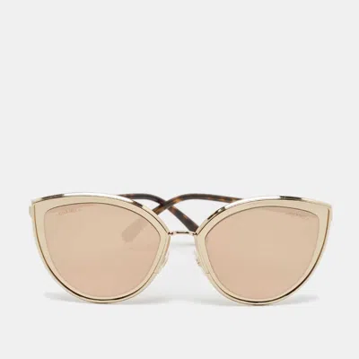 Pre-owned Chanel Gold/brown Mirror 4222 Cat Eye Sunglasses