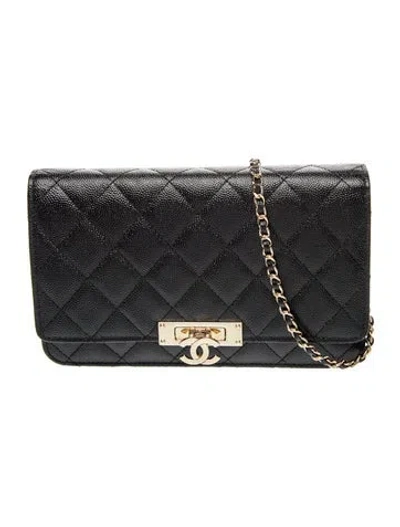 Pre-owned Chanel Golden Class Wallet On Chain In Black