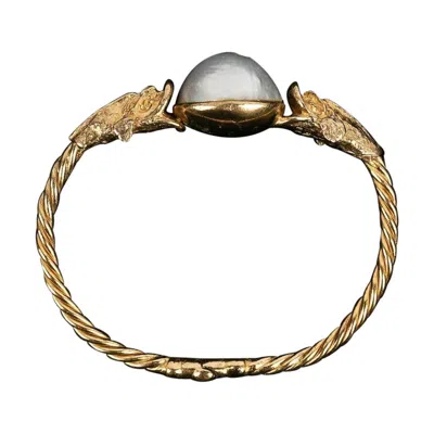 Pre-owned Chanel Golden Metal Bracelet With Pearly Cabochon In Multi