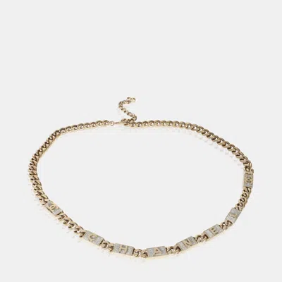 Pre-owned Chanel Gold-plated 2021 Strass Logo Belt