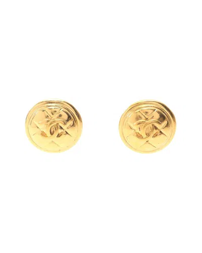 Pre-owned Chanel Gold-plated Metal Coco Mark Earrings Gold Plated (authentic Pre-loved)