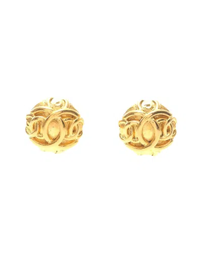 Pre-owned Chanel Gold-plated Metal Coco Mark Earrings Gold Plated (authentic Pre-loved)