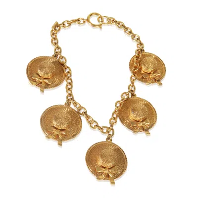 Pre-owned Chanel Gold-plated  Vintage Sunhat Charm Necklace