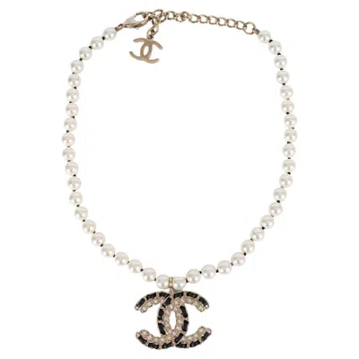 Pre-owned Chanel Gold-tone 2020 20c Faux Pearl & Cc Short Necklace In Multi