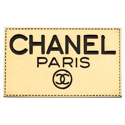 Pre-owned Chanel Gold-tone Logo-engraved Plate Brooch In Multiple