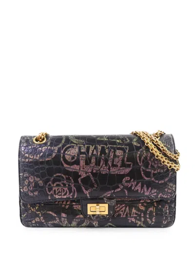 Pre-owned Chanel Graffiti 2.55 Reissue Shoulder Bag In Black