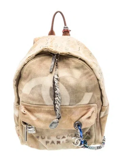 Pre-owned Chanel Graffiti Backpack In Neutrals