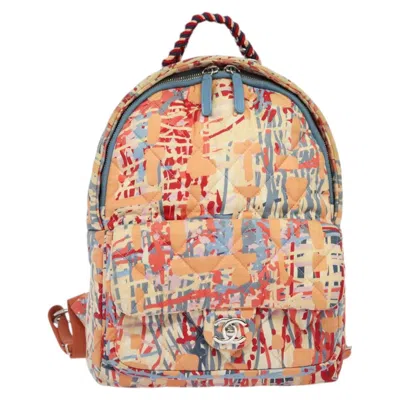 Pre-owned Chanel Graffiti Orange Cotton Backpack Bag ()