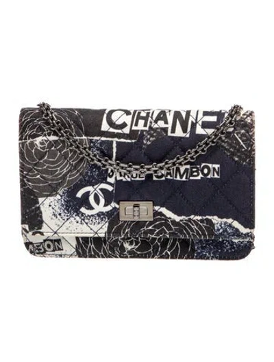 Pre-owned Chanel Graffiti Reissue Wallet On Chain In Blue