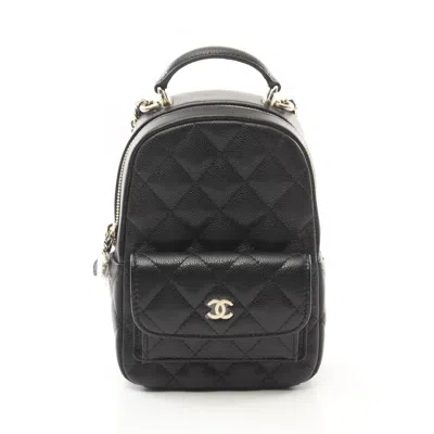 Pre-owned Chanel Grained Calfskin Backpack () In Black