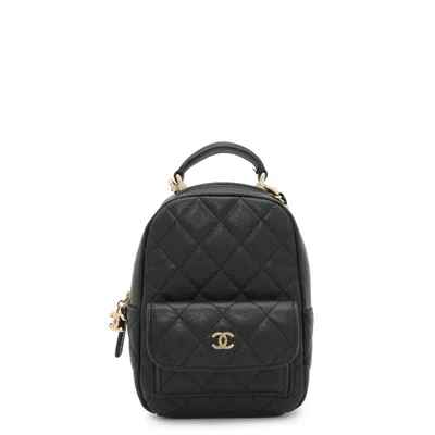 Pre-owned Chanel Grained Calfskin Backpack () In Black