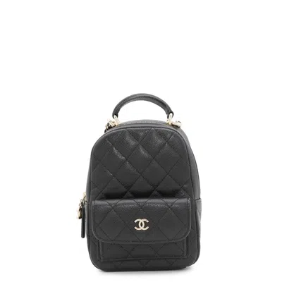 Pre-owned Chanel Grained Calfskin Backpack () In Black