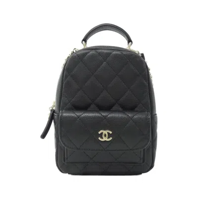 Pre-owned Chanel Grained Calfskin Backpack () In Black