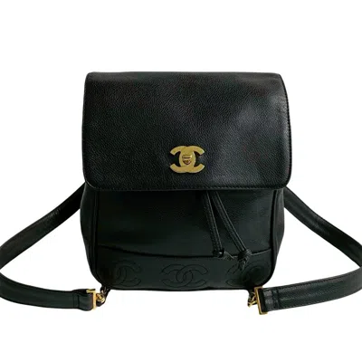 Pre-owned Chanel Grained Calfskin Backpack () In Black