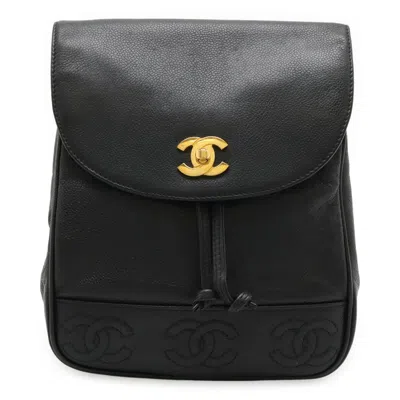 Pre-owned Chanel Grained Calfskin Backpack () In Black
