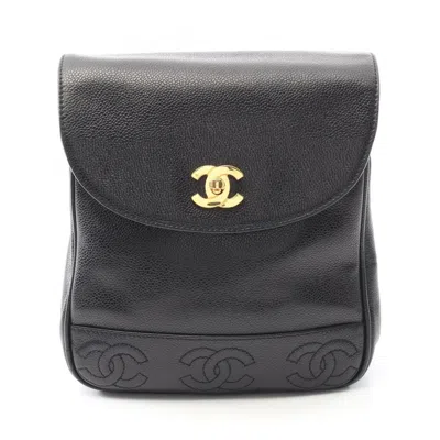 Pre-owned Chanel Grained Calfskin Backpack () In Black
