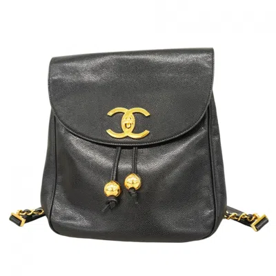 Pre-owned Chanel Grained Calfskin Backpack () In Black