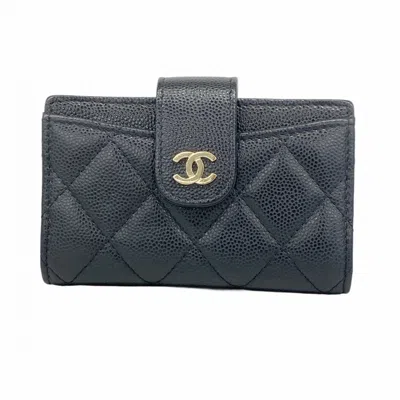 Pre-owned Chanel Grained Calfskin Business Card Case () In Black