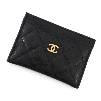 Pre-owned Chanel Grained Calfskin Business Card Case () In Black