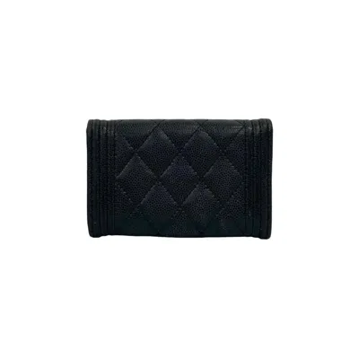 Pre-owned Chanel Grained Calfskin Card Case () In Black