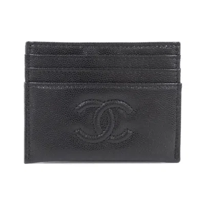 Pre-owned Chanel Grained Calfskin Card Case () In Black