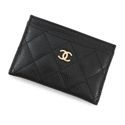 Pre-owned Chanel Grained Calfskin Card Case () In Black