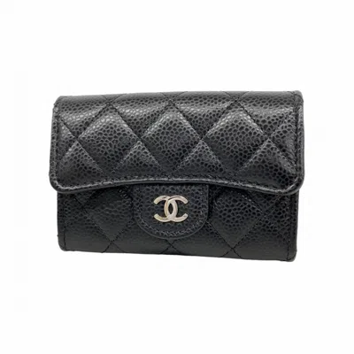 Pre-owned Chanel Grained Calfskin Card Case () In Black