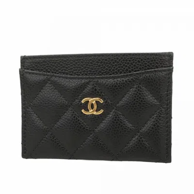Pre-owned Chanel Grained Calfskin Card Case () In Black