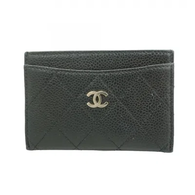 Pre-owned Chanel Grained Calfskin Card Case () In Black