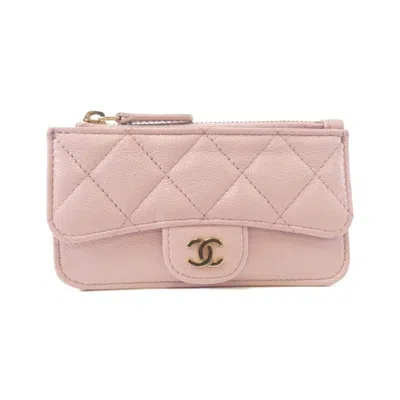 Pre-owned Chanel Grained Calfskin Card Case () In Pink