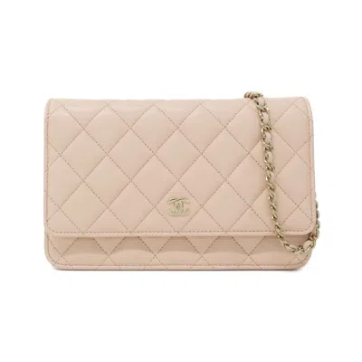 Pre-owned Chanel Grained Calfskin Chain/shoulder Wallet () In Pink