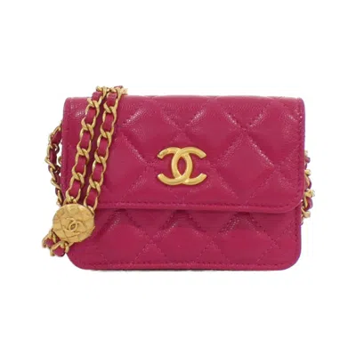Pre-owned Chanel Grained Calfskin Clutch Bag Pouch () In Pink