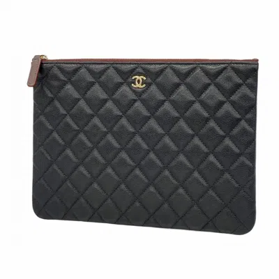 Pre-owned Chanel Grained Calfskin Clutch Bag () In Black