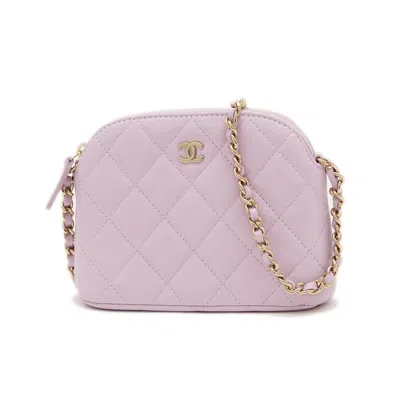 Pre-owned Chanel Grained Calfskin Clutch Bag () In Purple