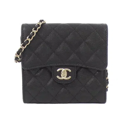 Pre-owned Chanel Grained Calfskin Clutch Bag Shoulder Bag () In Black