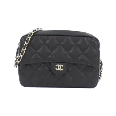 Pre-owned Chanel Grained Calfskin Clutch Bag Shoulder Bag () In Black