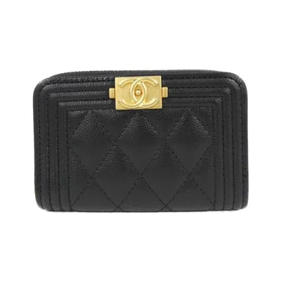 Pre-owned Chanel Grained Calfskin Coin Purse/coin Case () In Black