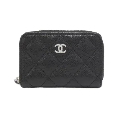Pre-owned Chanel Grained Calfskin Coin Purse/coin Case () In Black