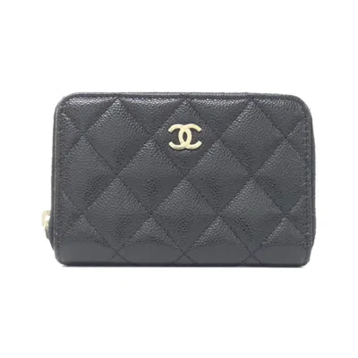 Pre-owned Chanel Grained Calfskin Coin Purse/coin Case () In Black