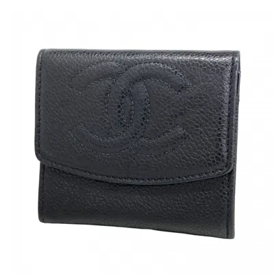 Pre-owned Chanel Grained Calfskin Coin Purse/coin Case () In Black
